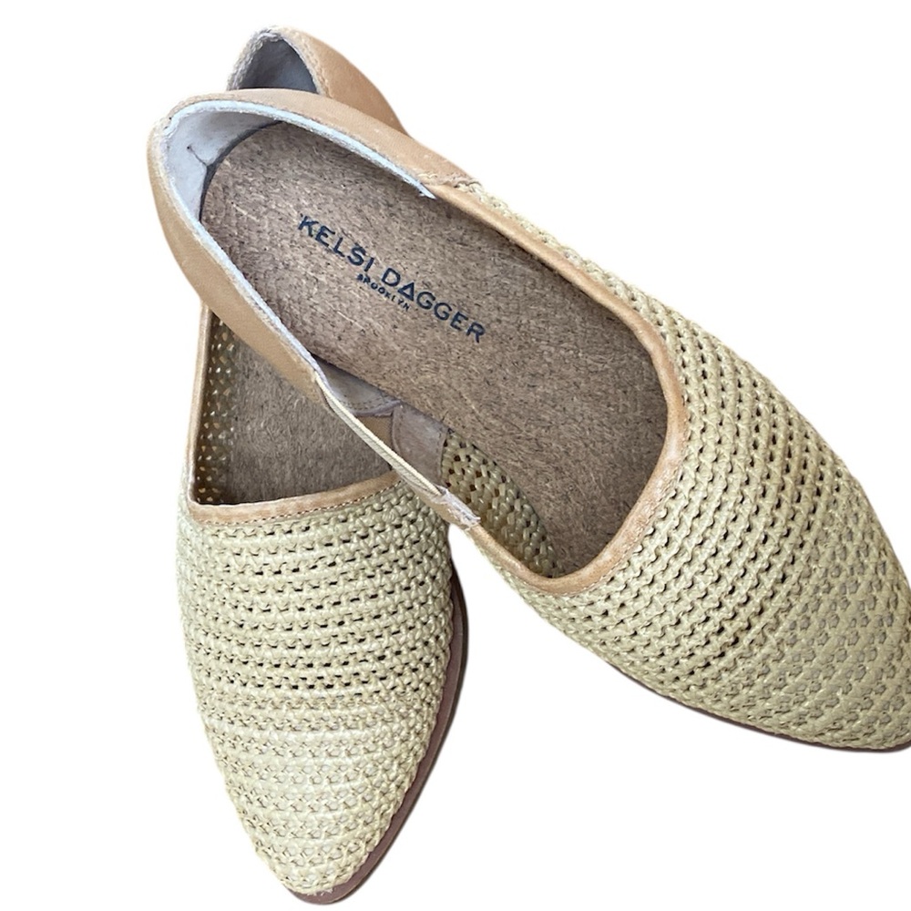 Kelsi Dagger Anthropologie Skyline Toast Tan Mesh Leather Flat Loafers